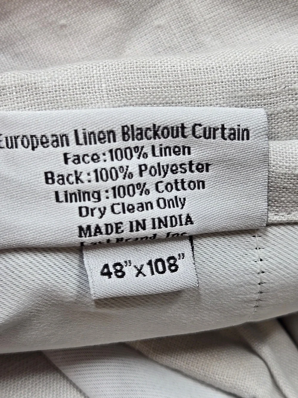 QUINCE Set Of 2 48x108 European Linen True Blackout Curtains Cloud 9271